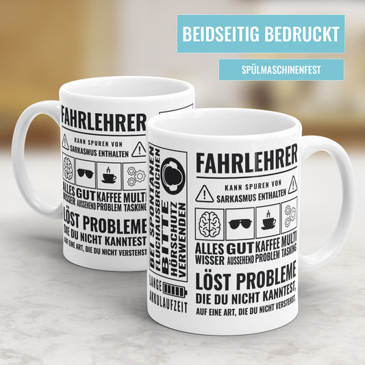 Fahrlehrer Kann Spuren von Sarkasmus enthalten Fahrlehrer Tasse - Fulima