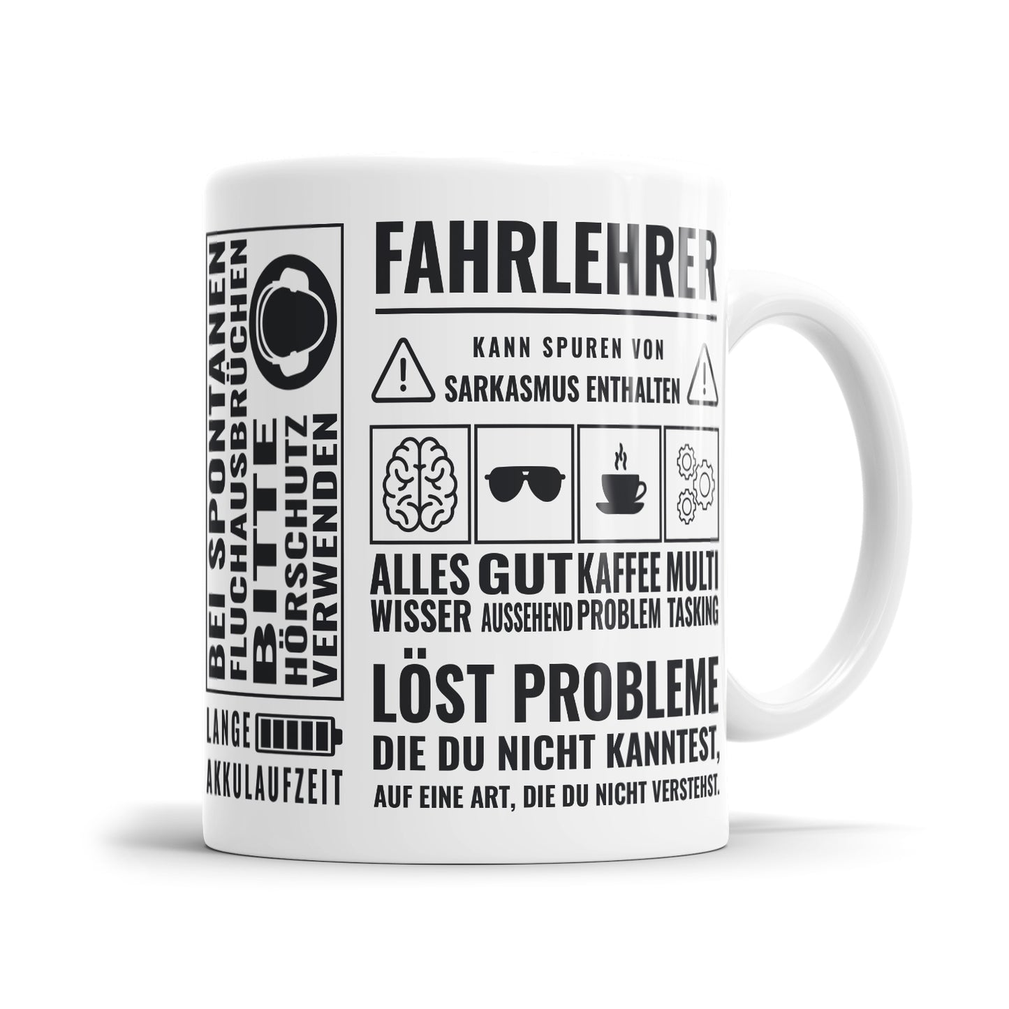 Fahrlehrer Kann Spuren von Sarkasmus enthalten Fahrlehrer Tasse - Fulima