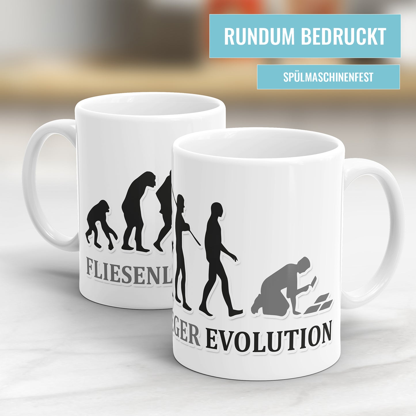 Fliesenleger Evolution Tasse - Geschenkidee für Fliesenleger - Fulima