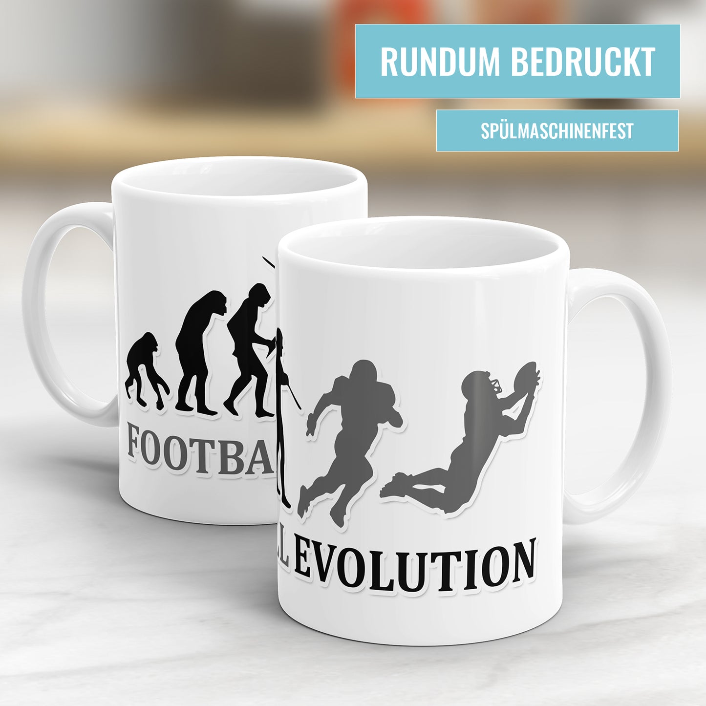 Football Evolution Tasse - Geschenkidee für Footballspieler - Fulima