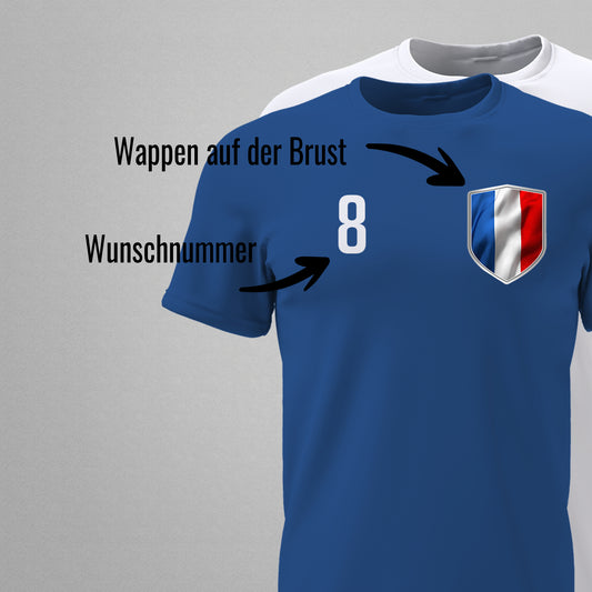 Frankreich Shirt mit Wappen und individueller Nummer & Name - FULiMA®