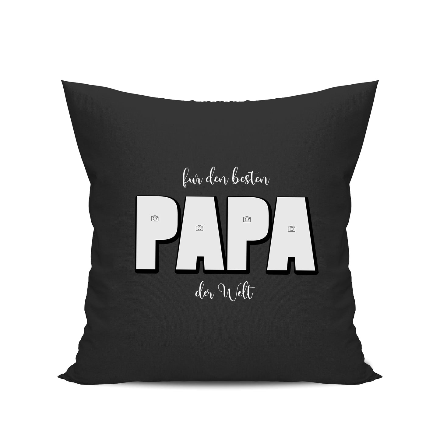 Personalisiertes Fotokissen – Für den besten Papa der Welt – 4 Fotos Schwarz - Fulima