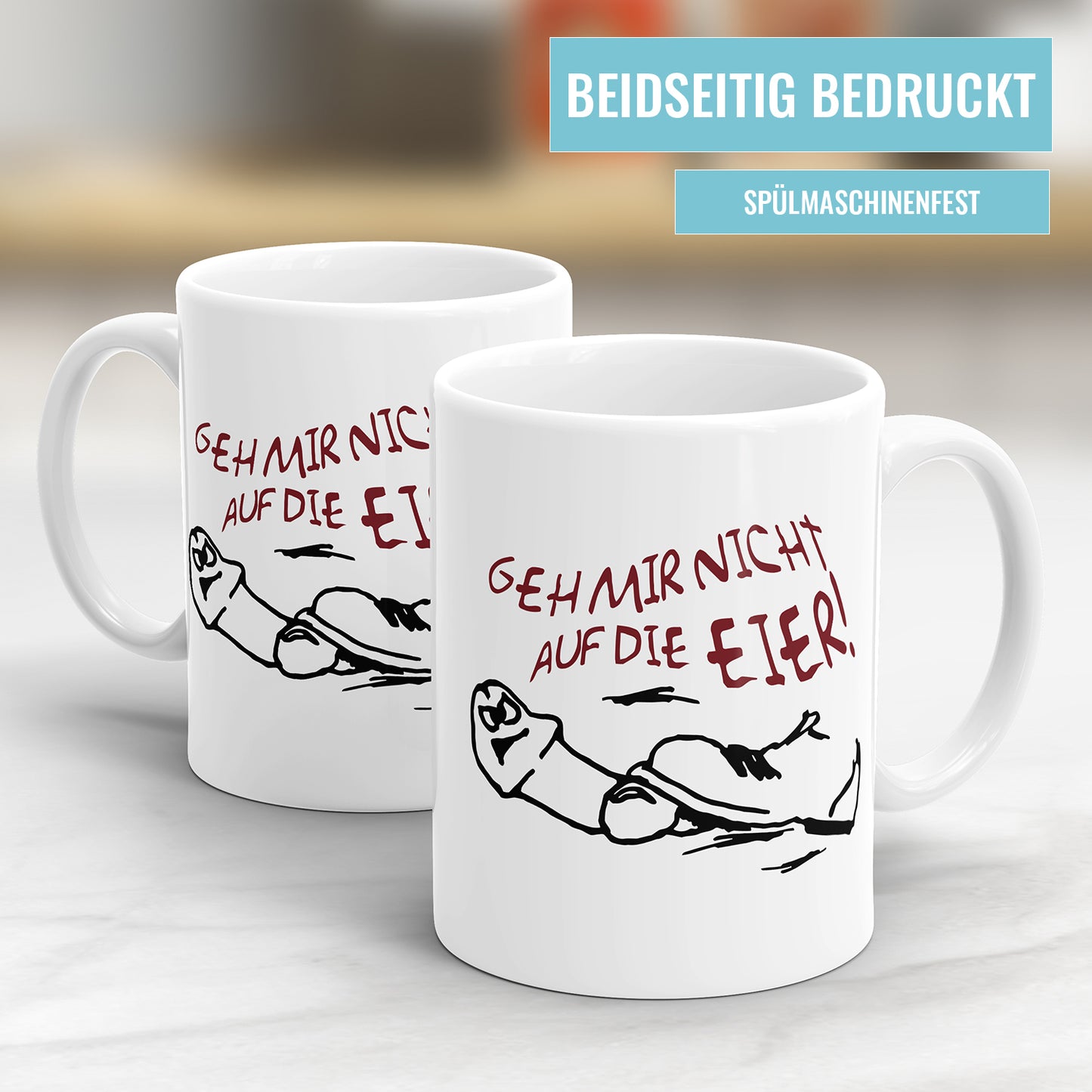 Lustige Sprüche Tasse – "Geh mir nicht auf die Eier" – Geschenkidee - Fulima