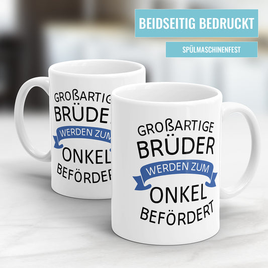 Tasse für werdende Onkels – "Großartige Brüder werden zum Onkel befördert" – Perfektes Geschenk - Fulima