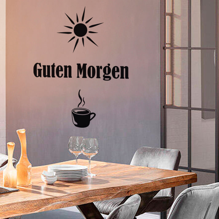 Guten Morgen mit Sonne und Kaffee Wandtattoo - Fulima