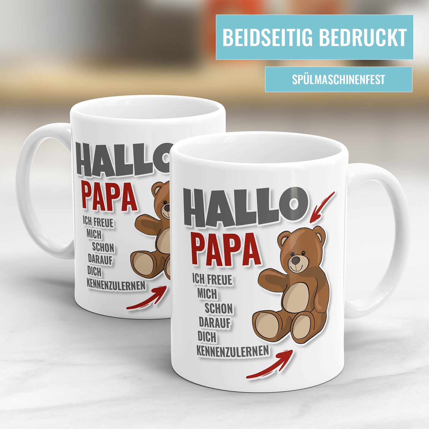 Hallo Papa ich freue mich schon dich kennen zulernen - Tasse für werdenden Papa - Fulima