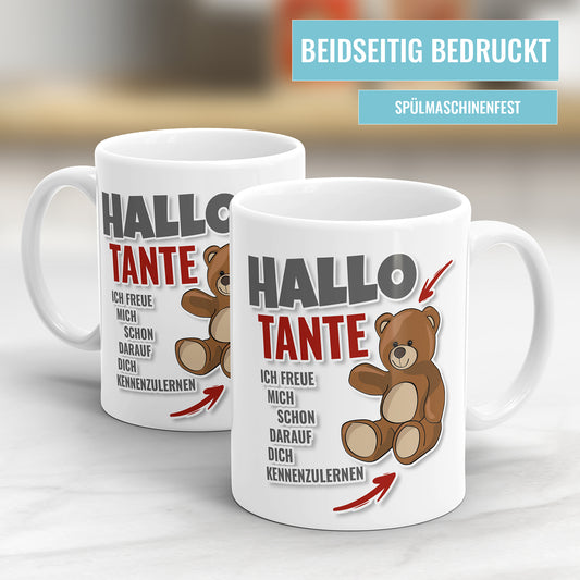 Hallo Tante ich freue mich schon dich kennen zulernen - Tasse für werdende Tante - Fulima