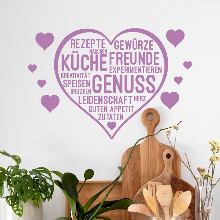 Wandtattoo "Herz der Küche" mit inspirierenden Texten - Fulima