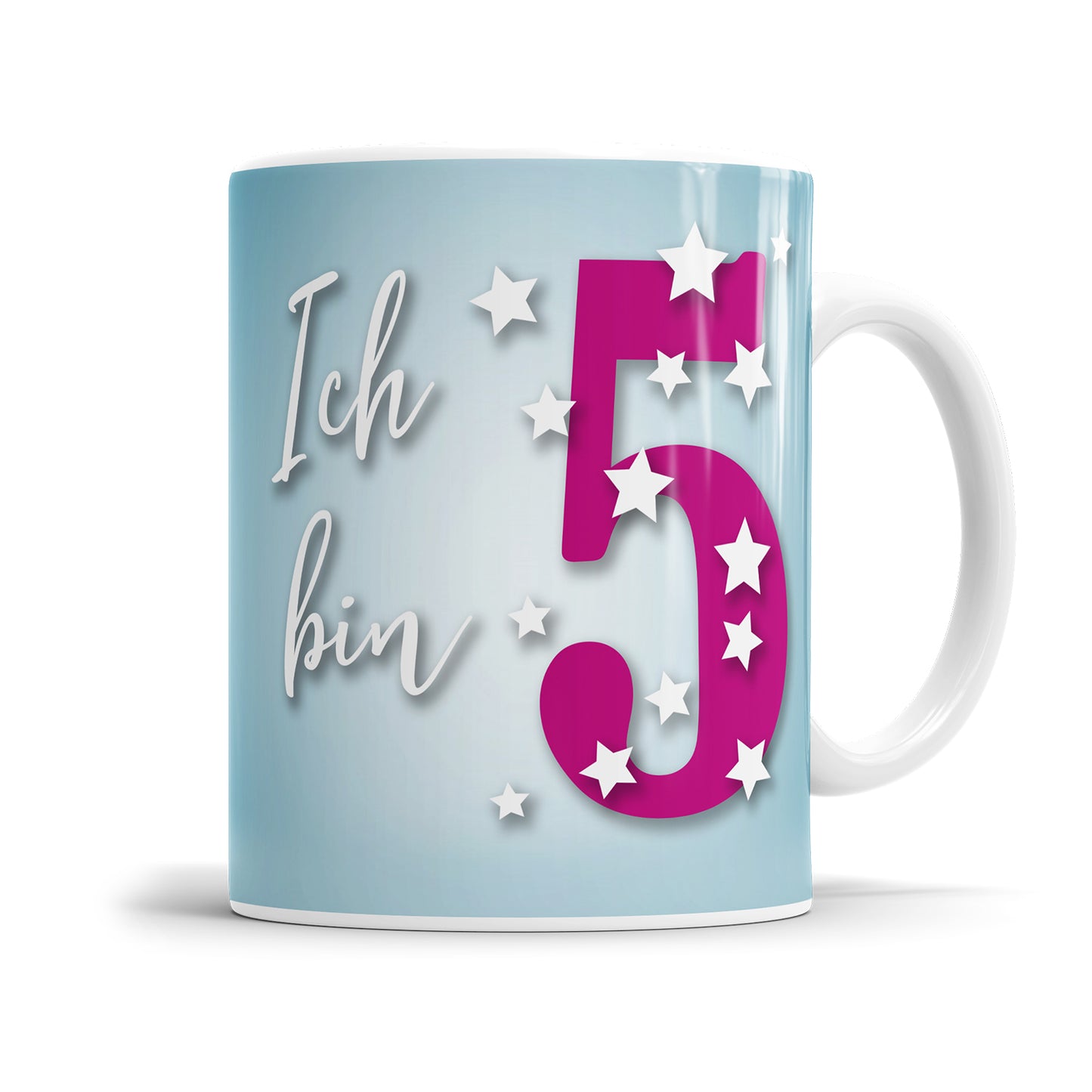 Tasse für den 5. Geburtstag – Große Pinke 5 mit Sternen - Fulima