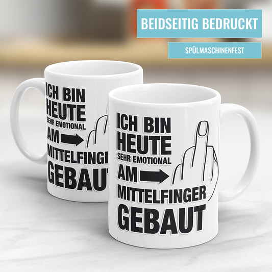 Lustige Tasse - "Ich bin heute sehr emotional am Mittelfinger gebaut" - Geschenkidee - Fulima