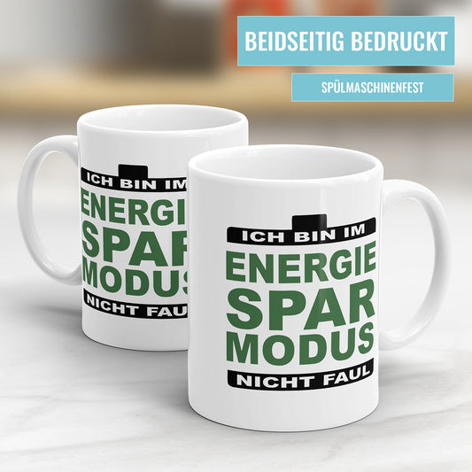 Lustige Tasse mit Spruch - "Ich bin im Energiesparmodus, nicht faul" - Perfekt für Büro - Fulima