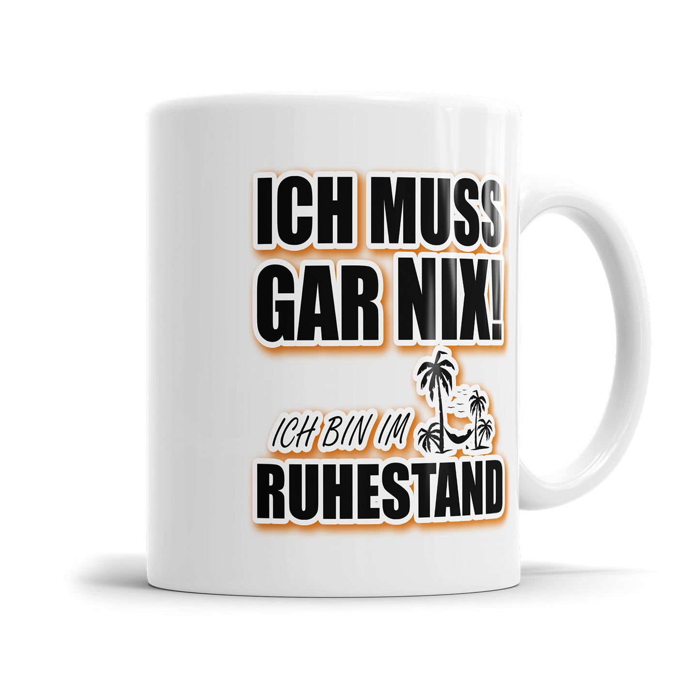 Ich muss gar NIX ich bin im Ruhestand Hängematte Palmen - Rente Tasse - Fulima