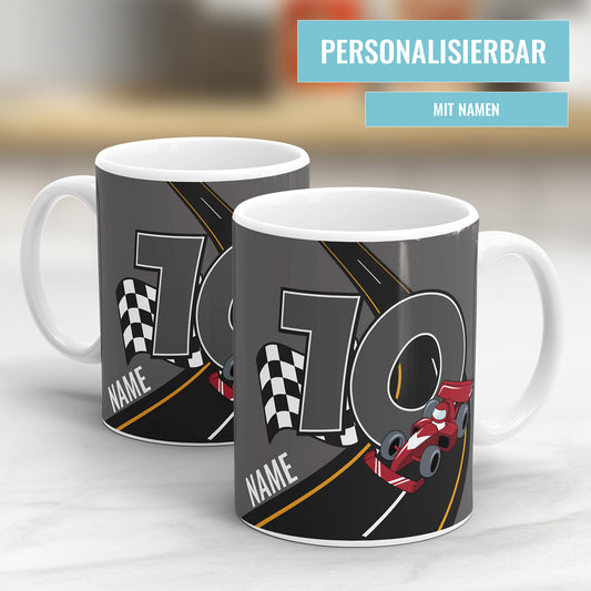 Rennauto-Tasse zum 10. Geburtstag – Mit Namen des Geburtstagskindes - Fulima