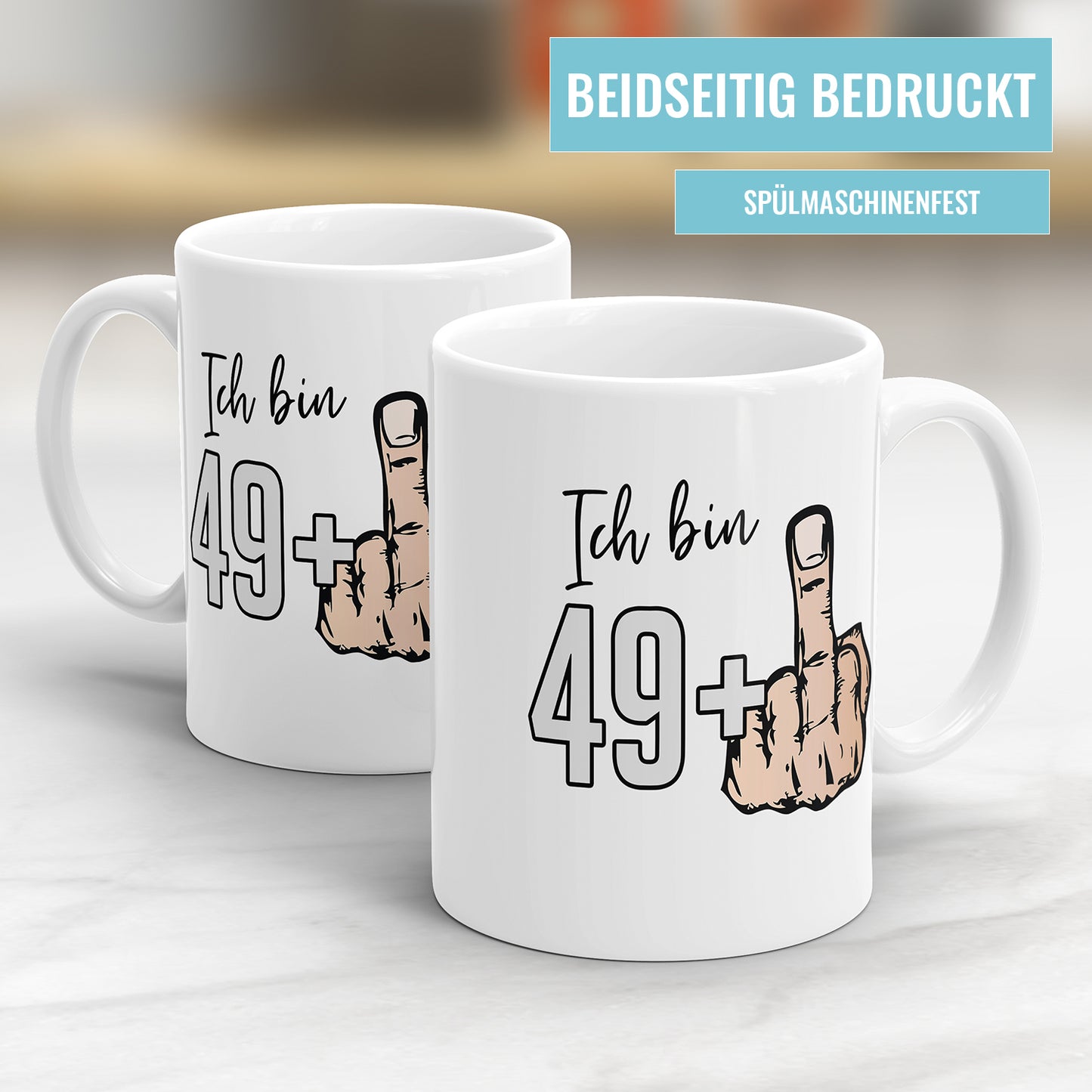 Ich bin 49 plus Mittelfinger 50 Geburtstag Herren Geschenk Tasse
