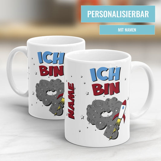 Weltraum Rakete Tasse zum 9. Geburtstag – Mit Namen des Geburtstagskindes - Fulima