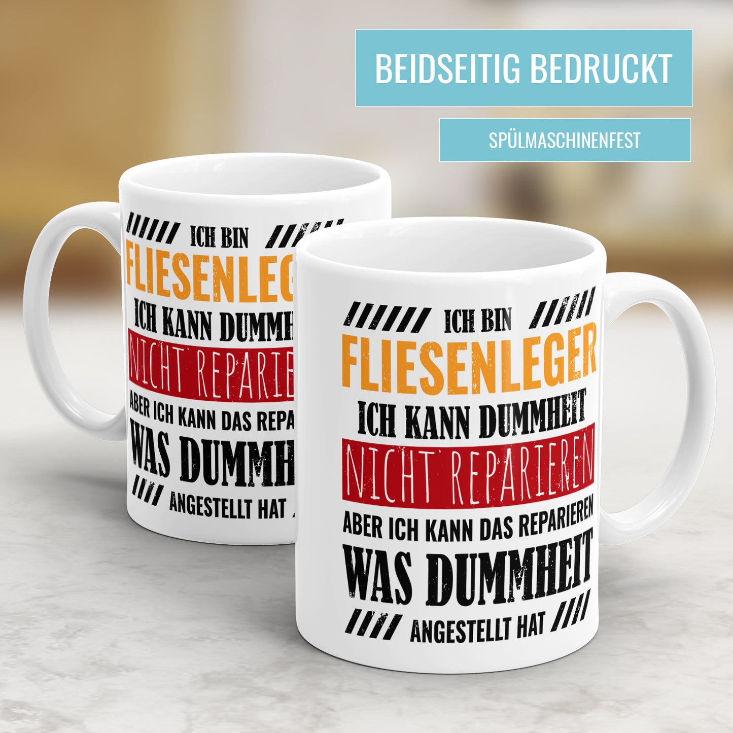 Ich bin Fliesenleger ich kann Dummheit nicht reparieren - Tasse - Fulima
