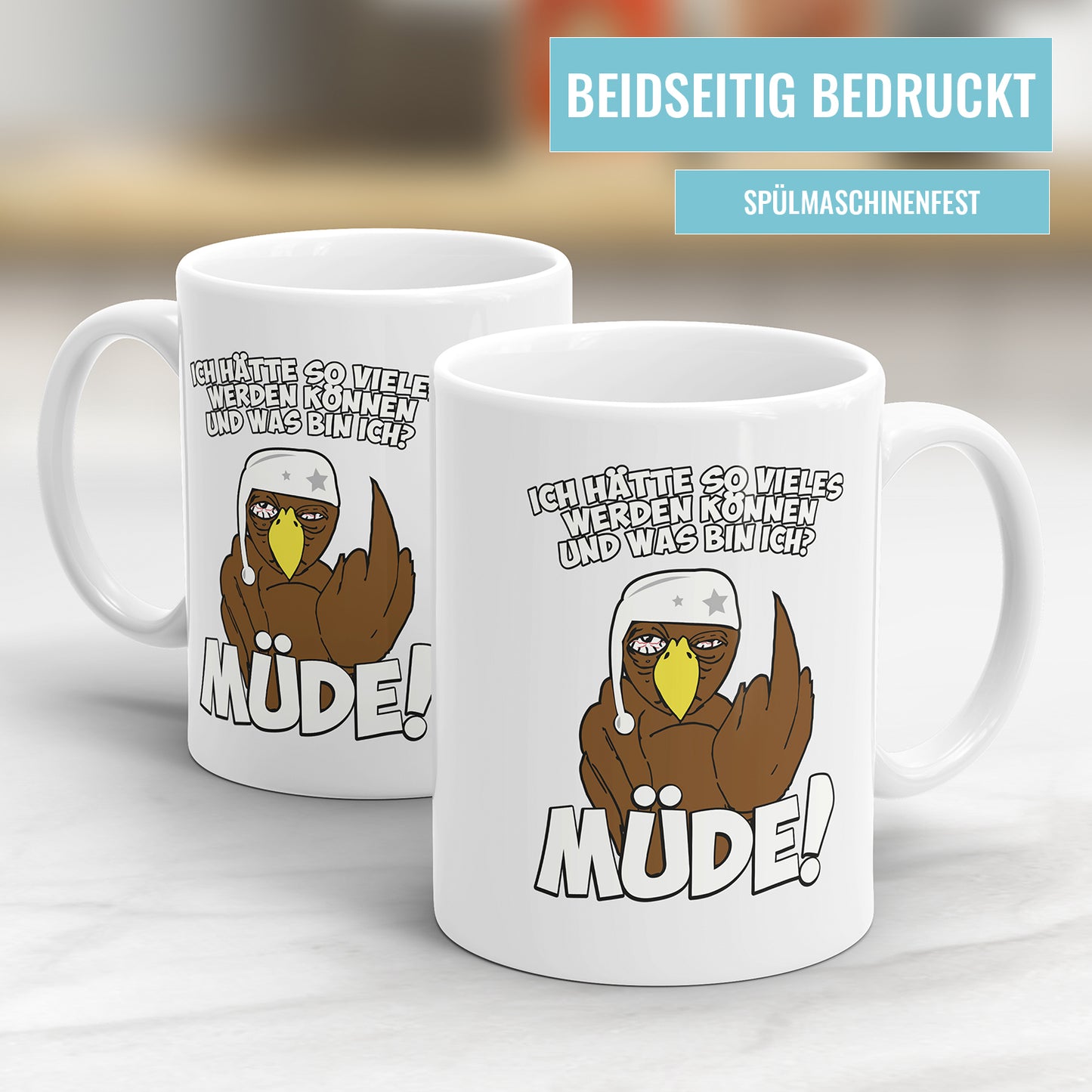 Lustige Tasse mit Spruch - "Ich hätte vieles werden können und was bin ich? Müde" - Perfekt für Kollegen - Fulima