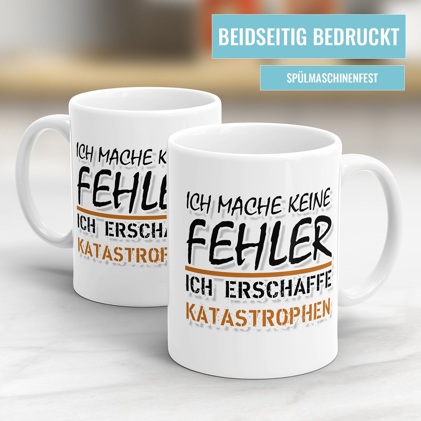 Lustige Tasse mit Spruch - "Ich mache keine Fehler, ich erschaffe Katastrophen" - Geschenkidee - Fulima