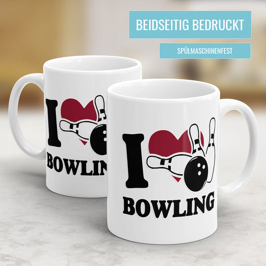 Bowling Tasse I love Bowling Geschenkidee für Bowler - Fulima