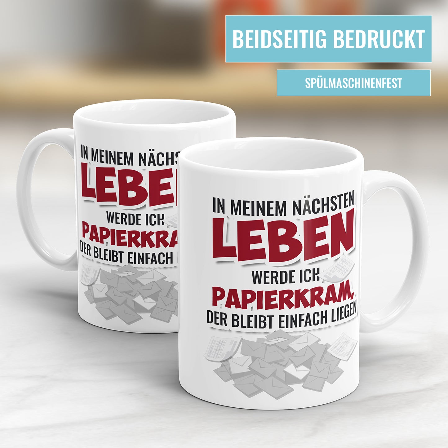 Lustige Sprüche Tasse - "In meinem nächsten Leben werde ich Papierkram" - Humorvolles Geschenk - Fulima