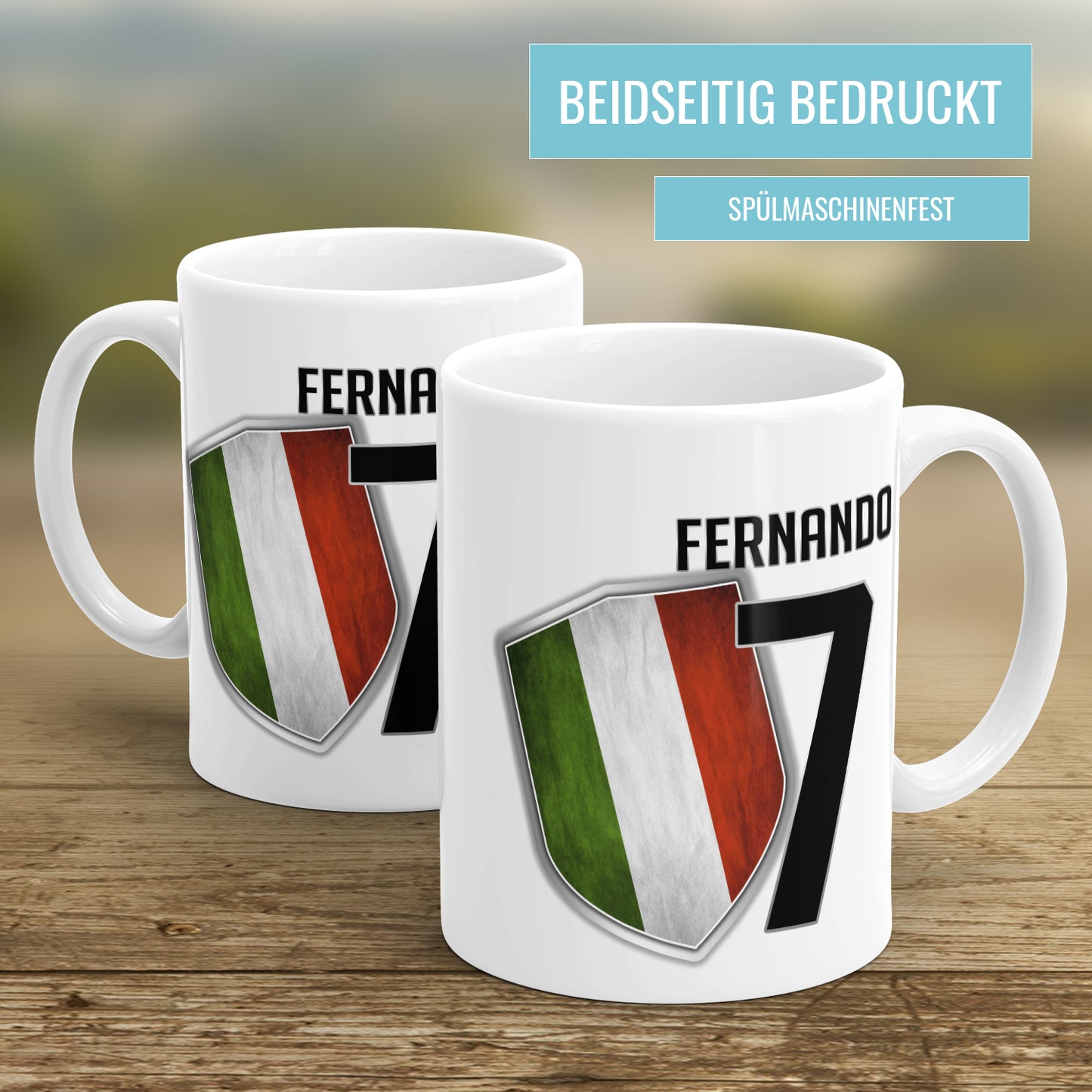 Italien Fan Tasse - Personalisiert mit Namen und Nummer - Fulima