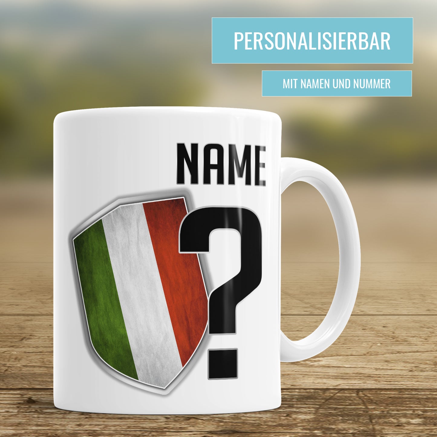 Italien Fan Tasse - Personalisiert mit Namen und Nummer - Fulima