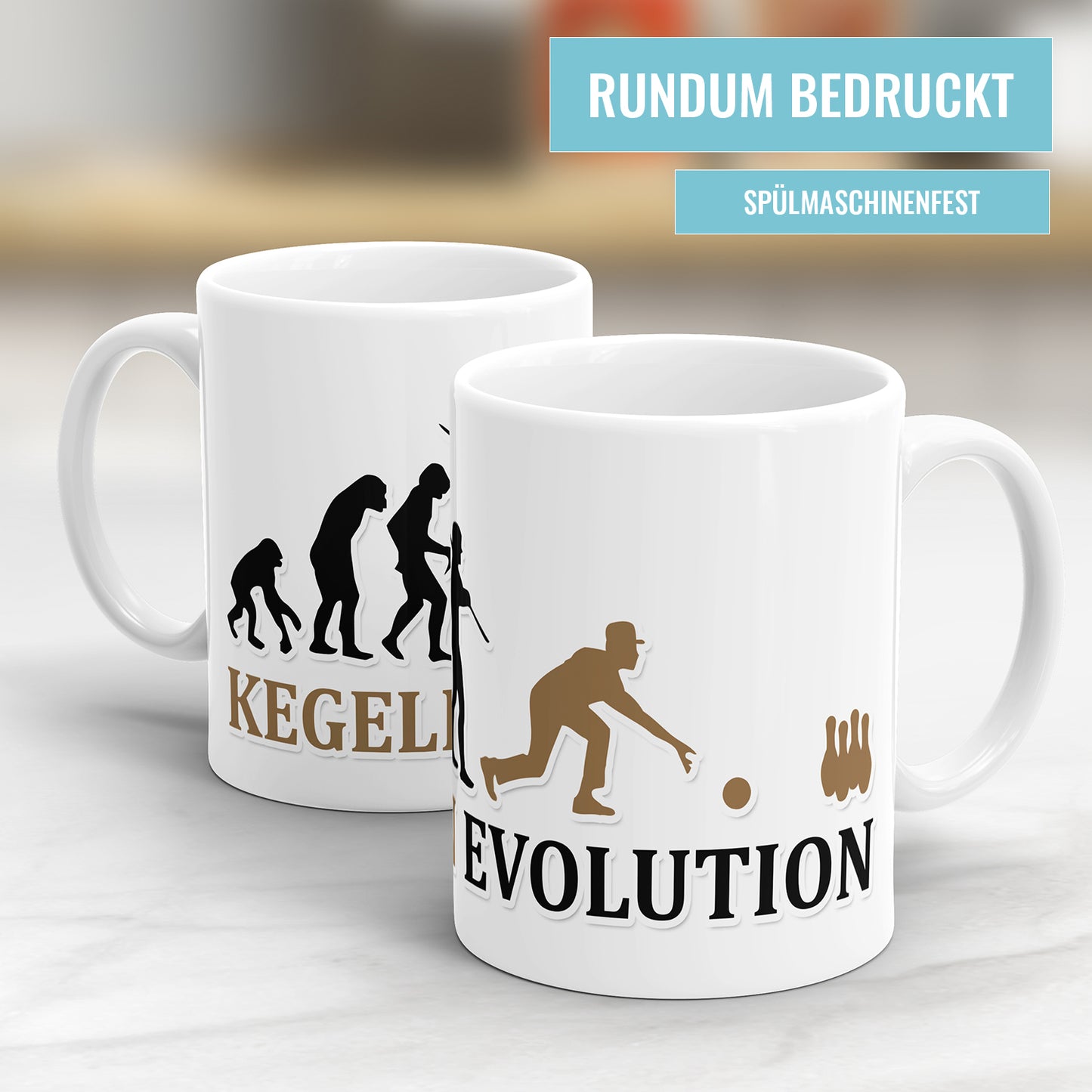 Kegeln Evolution Tasse - Geschenkidee für Kegler - Fulima