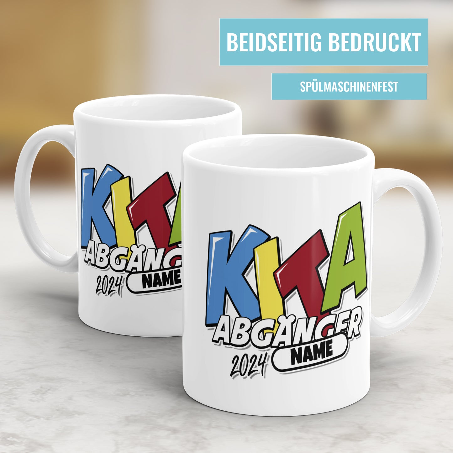 Kita Abgänger 2024 Bunte Buchstaben und Namen - Kindertasse - Fulima