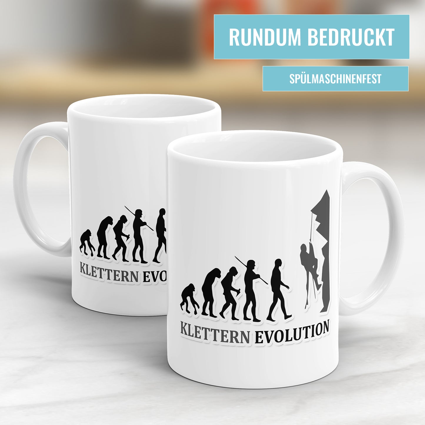 Klettern Evolution Tasse - Geschenkidee für Kletterer - Fulima