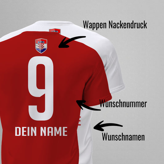 Kroatien Shirt mit Wappen und individueller Nummer & Name - FULiMA®