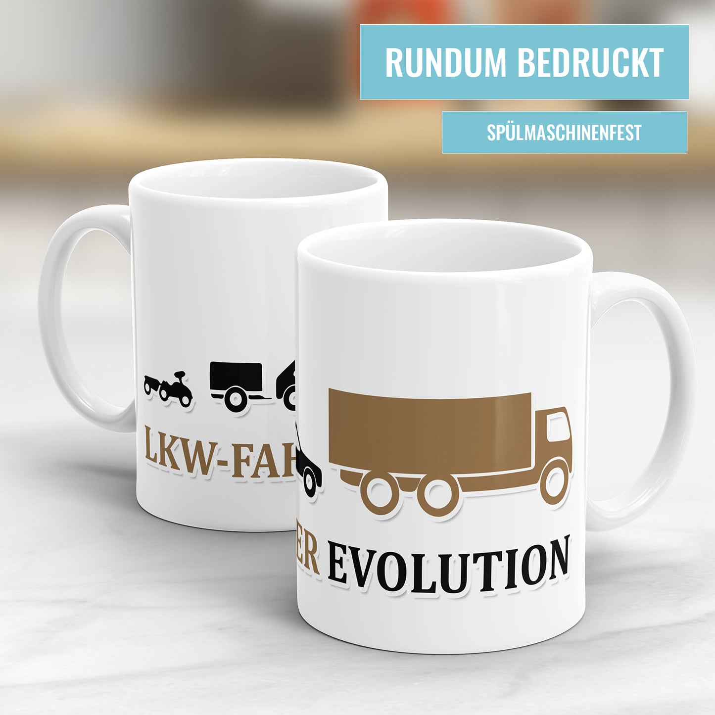 LKW Fahrer Evolution Tasse - Geschenkidee für LKW Fahrer - Fulima