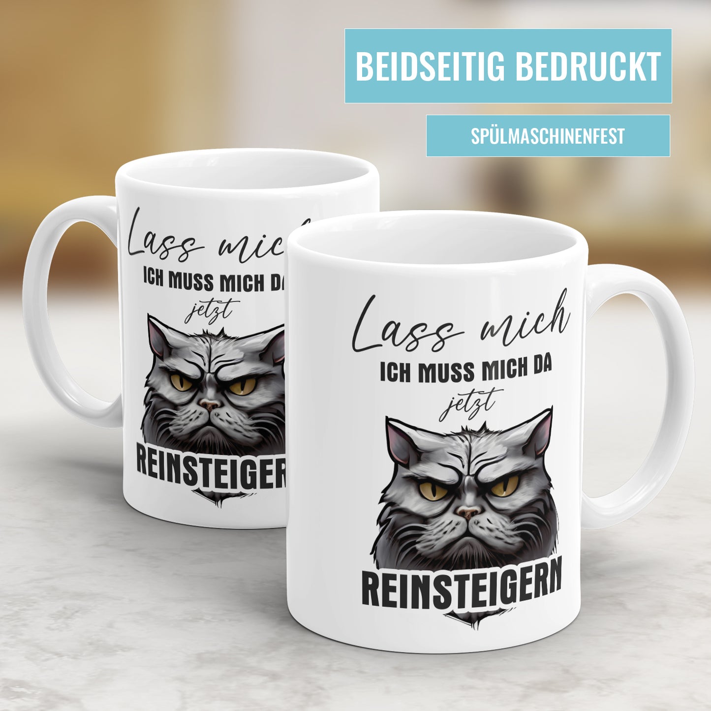 Lustige Sprüche Tasse - "Lass mich, ich muss mich da jetzt reinsteigern - Katze - Fulima