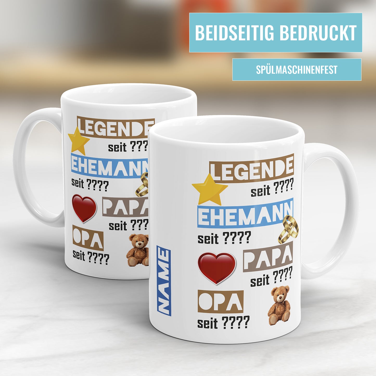 Legende - Ehemann - Papa - Opa seit personalisiert mit Wunschjahr - Opa Tasse - Fulima