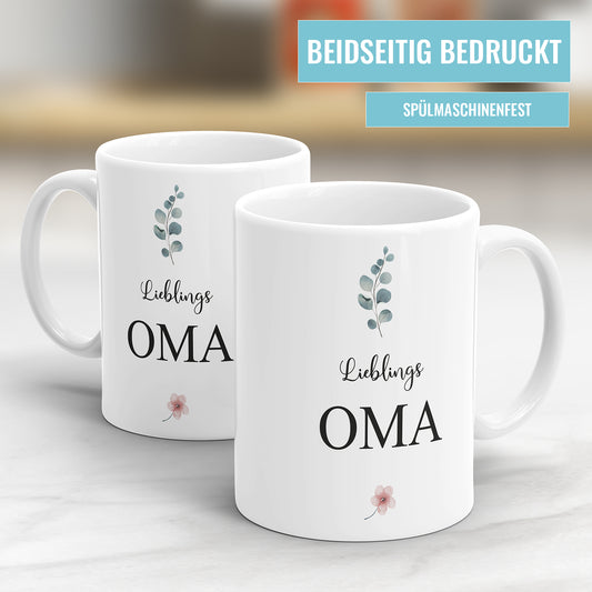 Tasse für Oma - Lieblings Oma Blümchen - Fulima