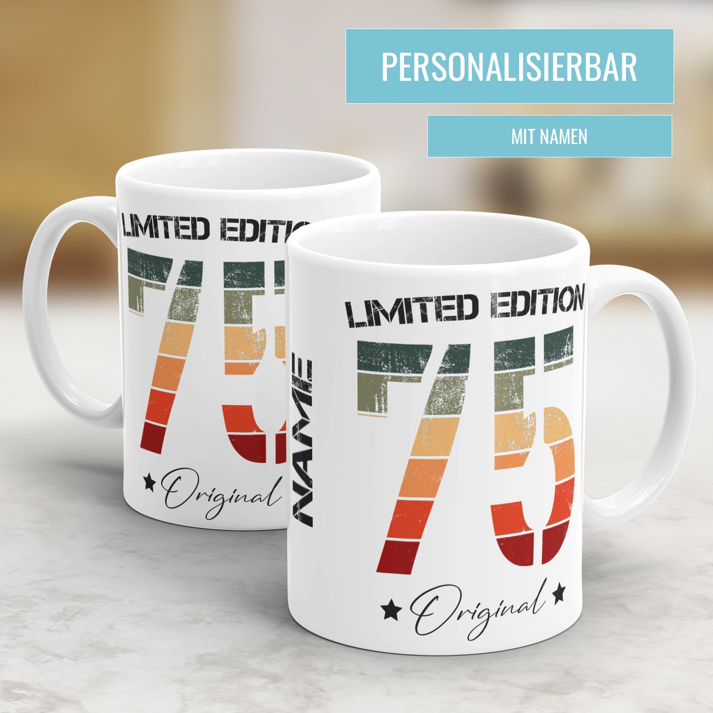 Limited Edition Original Grunge Vintage 75 - Geburtstag Tasse - Fulima