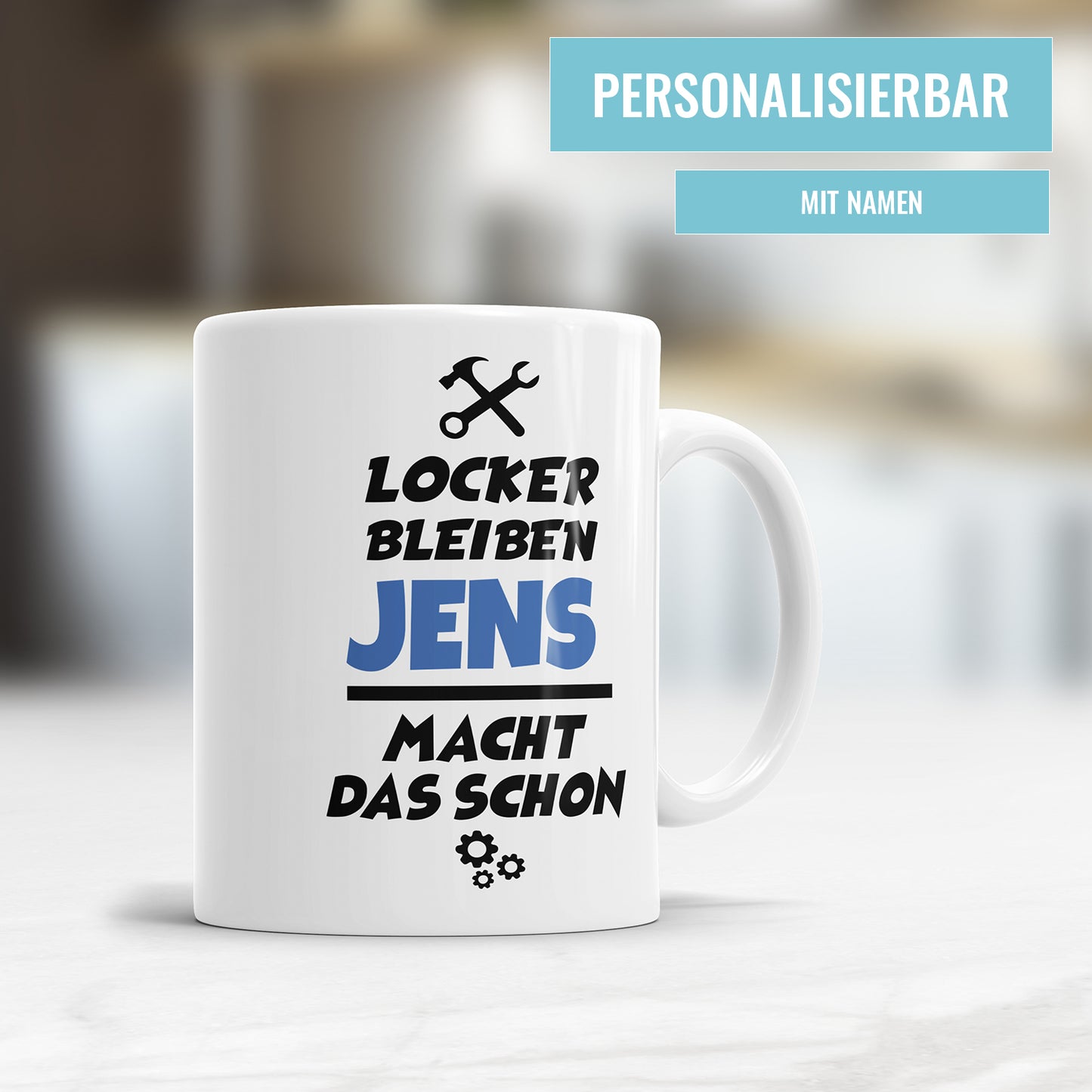 Tasse mit Spruch - Locker bleiben personalisiert mit Name macht das schon