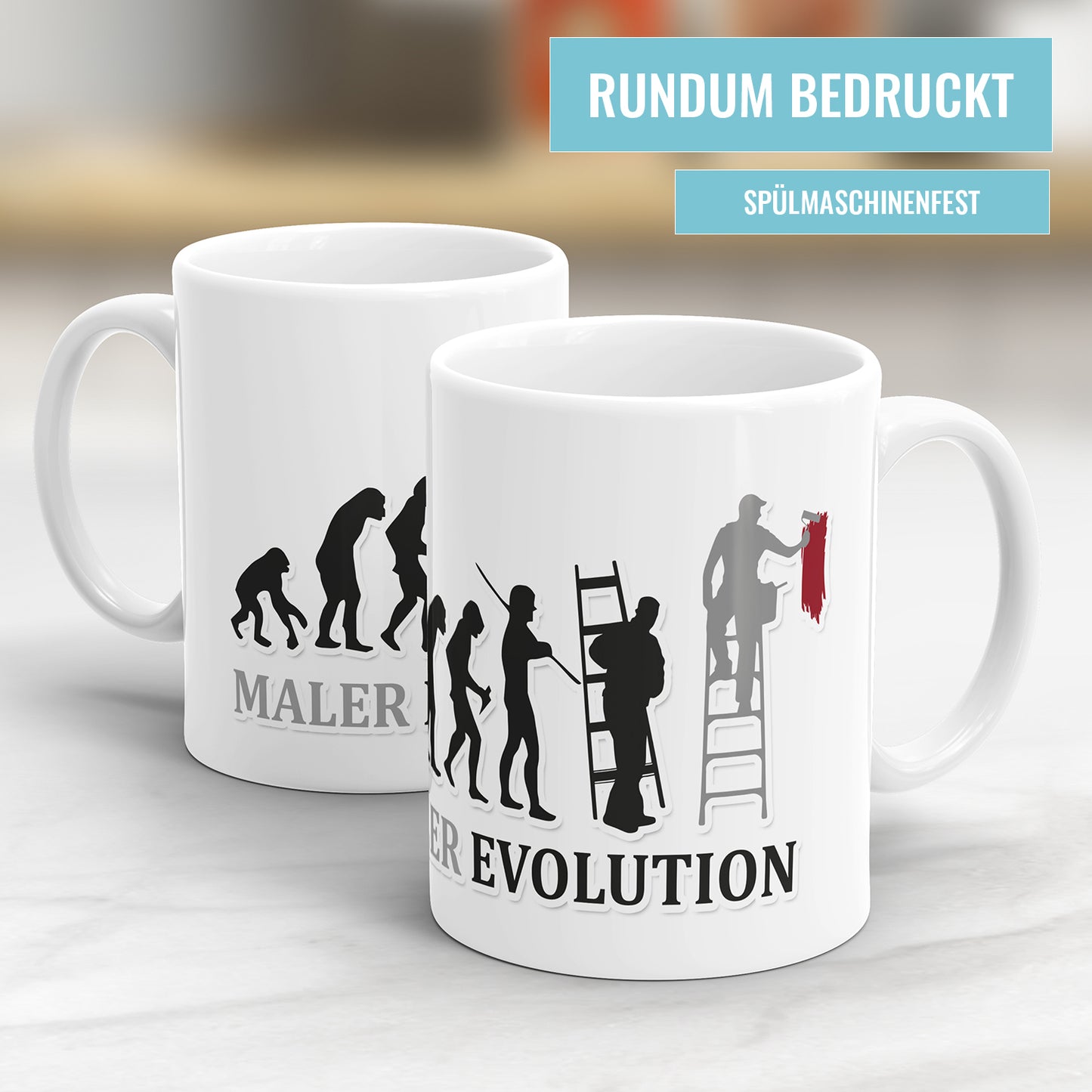 Maler Evolution Tasse - Geschenkidee für Maler und Lackierer - Fulima