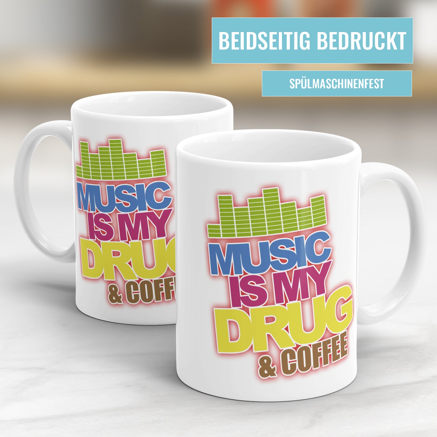 Music is my drug and coffee Musiker Sprüche Tasse - Fulima