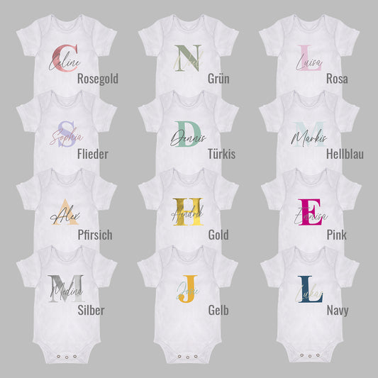 Babybody - Mit Buchstabe und Namen vom Baby - FULiMA®