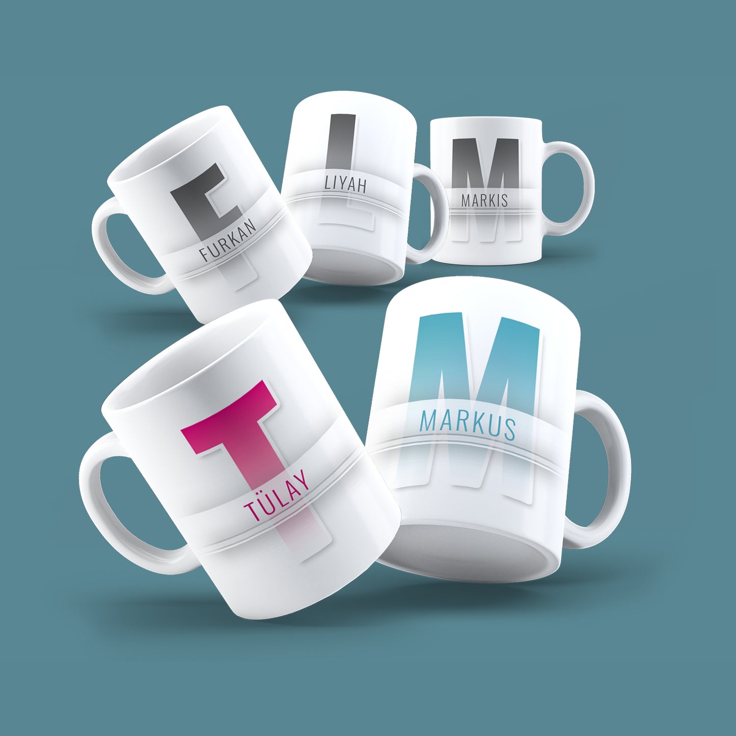 Buchstabe und Name Farbverlauf Design - Namenstasse - Fulima