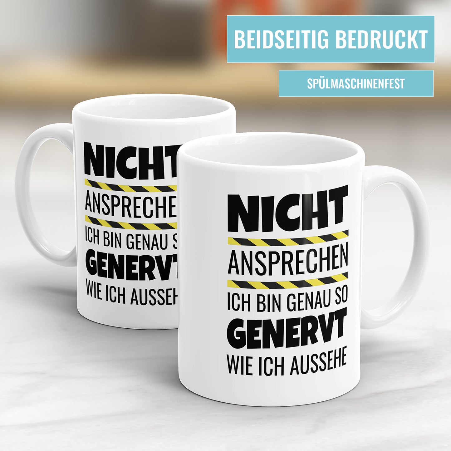 Lustige Tasse mit Spruch - "Nicht ansprechen, ich bin genau so genervt wie ich aussehe" - Perfektes Geschenk - Fulima