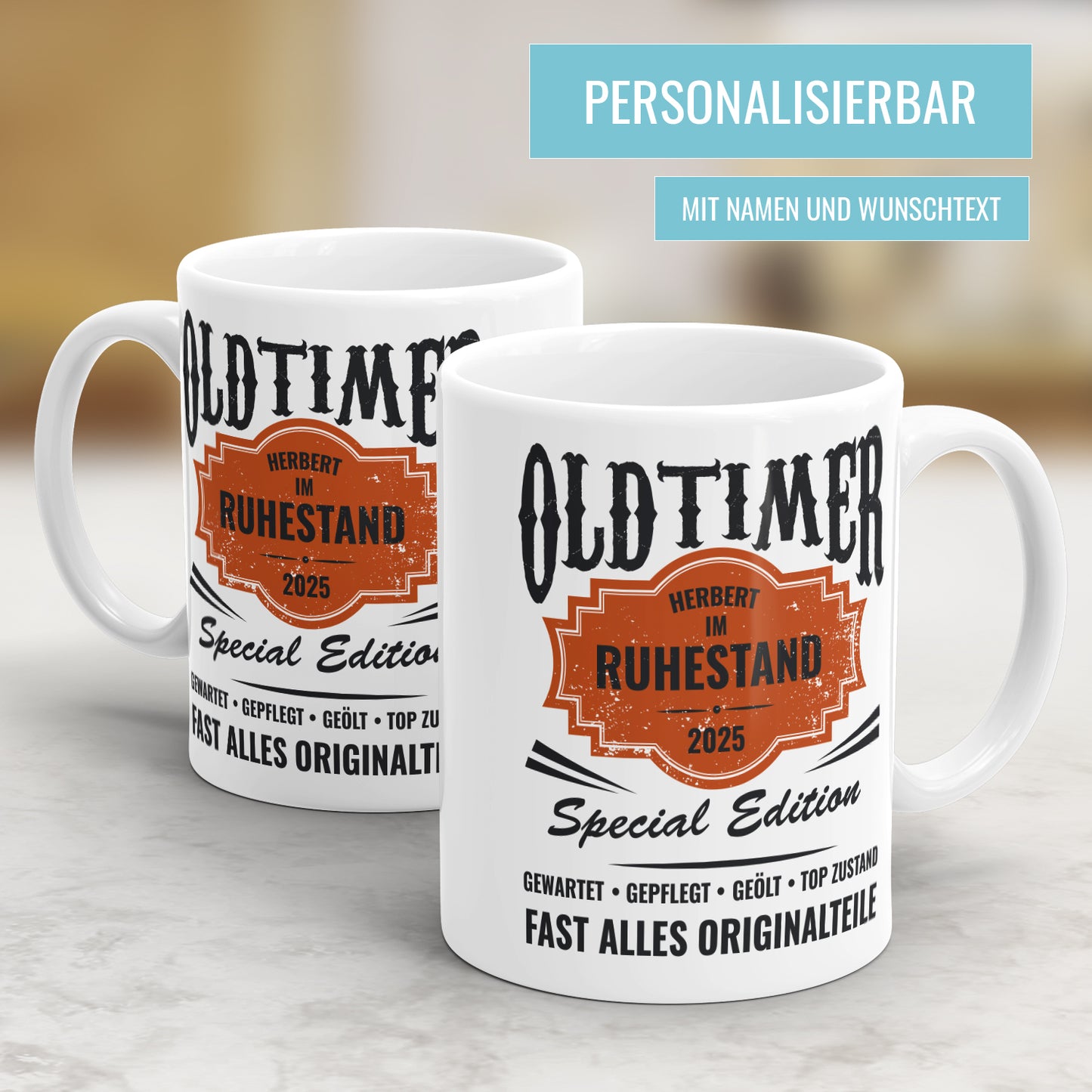Oldtimer - Name - im Ruhestand - Rente 2025 - Tasse - Fulima