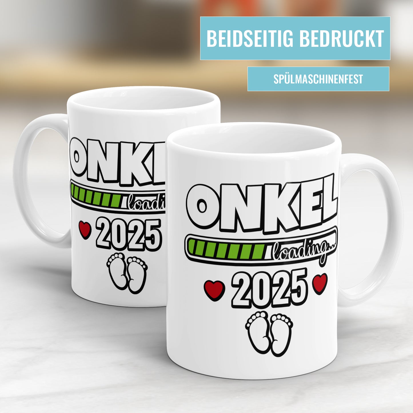 Tasse für werdenden Onkel - "Onkel Loading 2025" - Mit Babyfüßen Ladebalken - Fulima