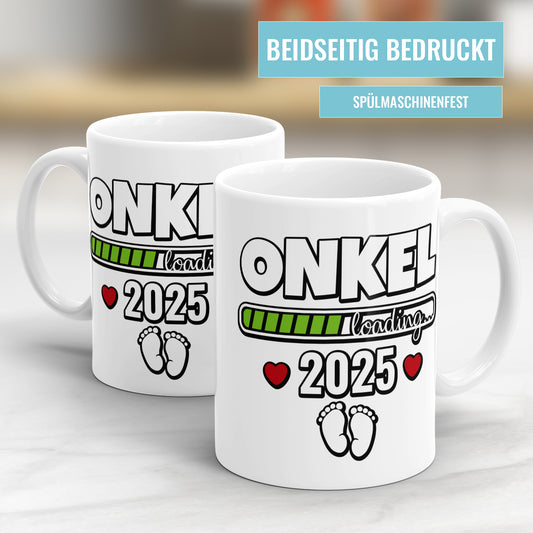 Tasse für werdenden Onkel - "Onkel Loading 2025" - Mit Babyfüßen Ladebalken - Fulima