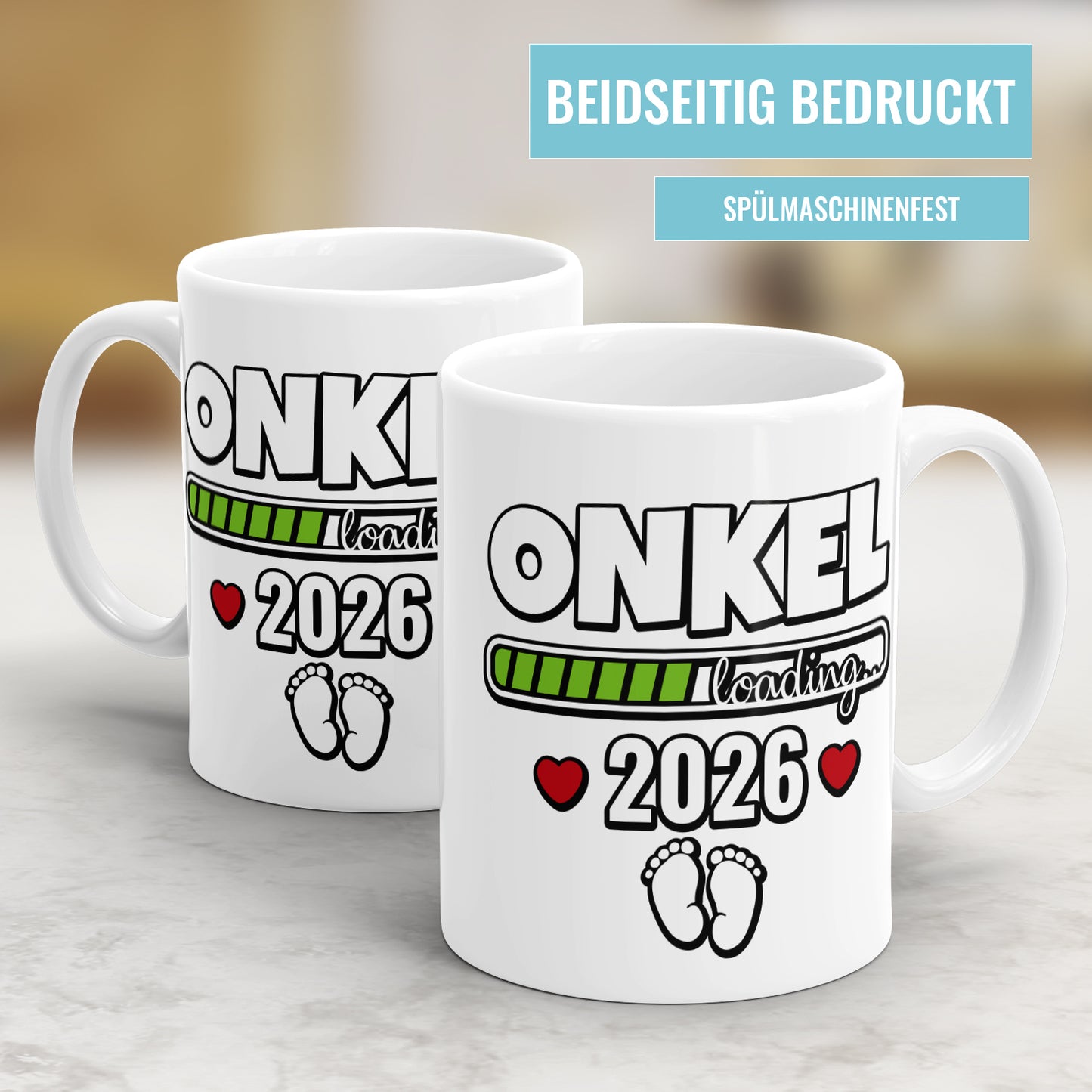 Tasse für werdenden Onkel - Onkel Loading 2026 - Ladebalken und Babyfüße Design - Fulima