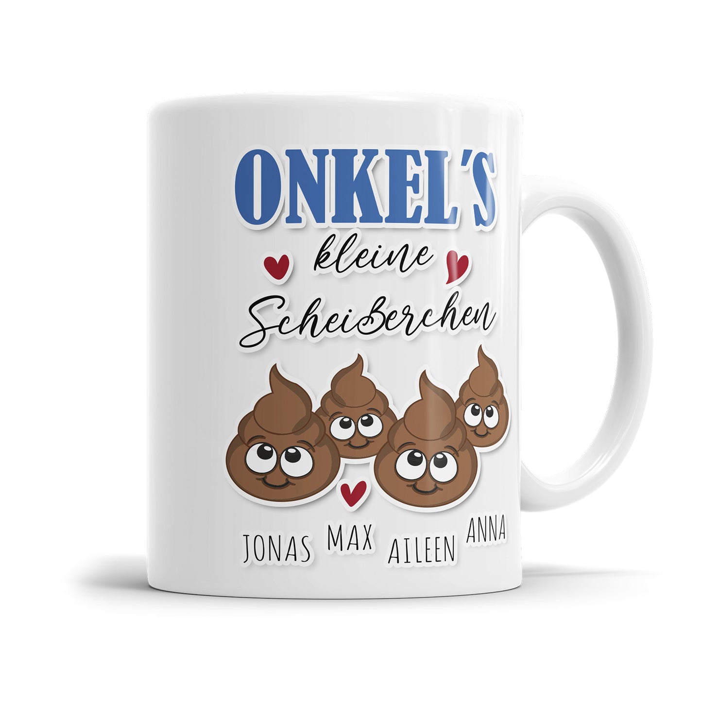 Onkels Kleine Scheisserchen Tasse - 1-4 Kinder Namen - Personalisiert 4 Kinder - Fulima