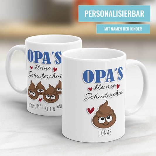 Opas kleine Scheißerchen 1-4 Kinder Tasse - Personalisierte Opa Tasse - Fulima