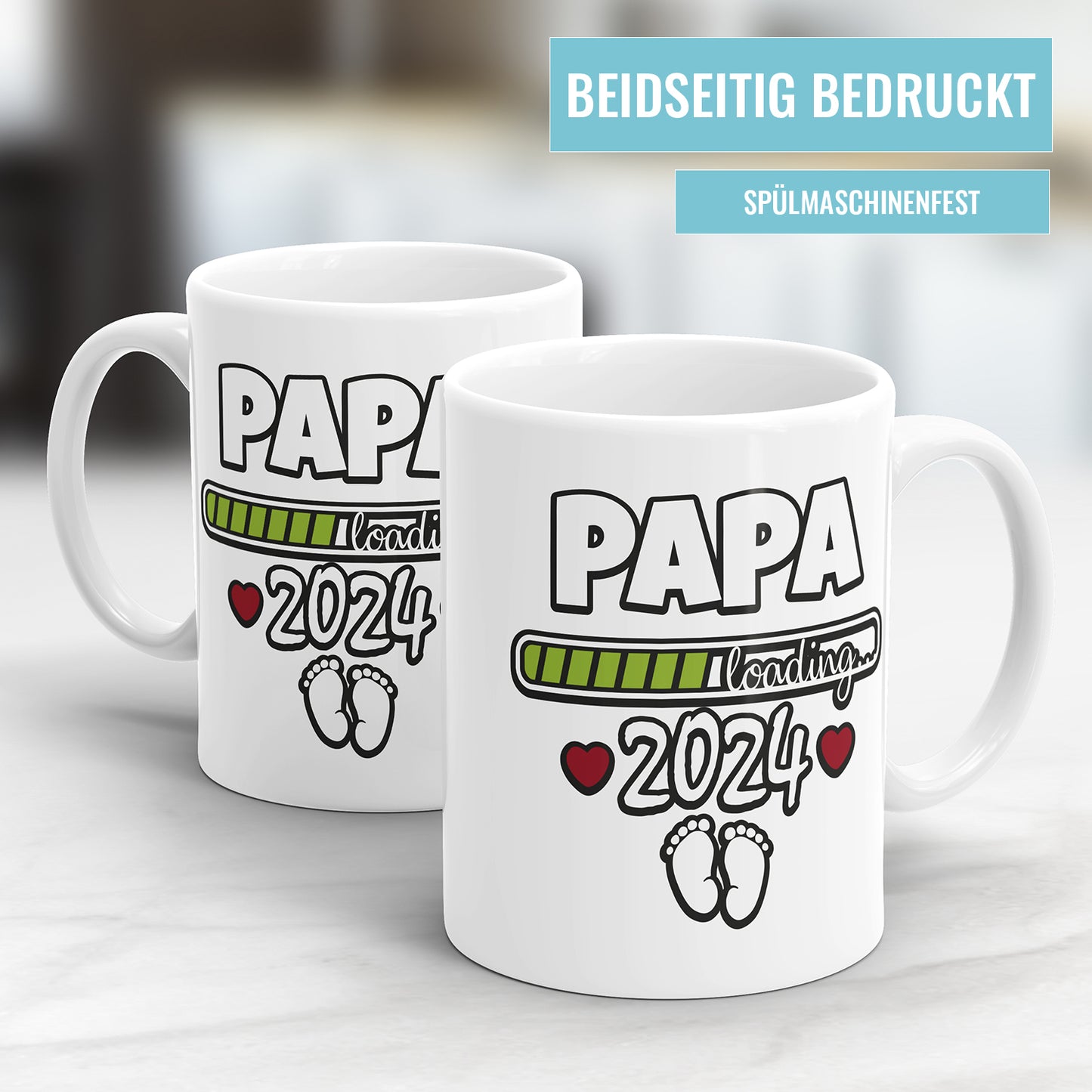 Tasse für werdenden Papa - Papa Loading 2026 - Ladebalken mit Babyfüßen - Fulima