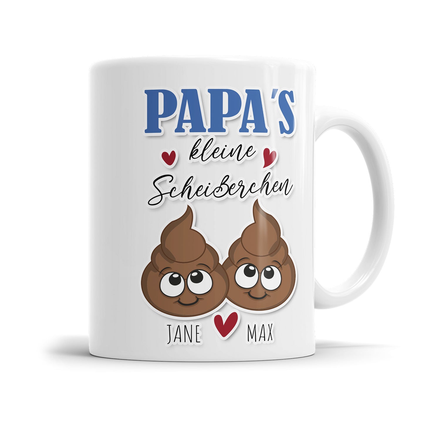 Papas kleine Scheißerchen 1-4 Kinder Tasse personalisiert mit Namen der Kinder 2 Kinder - Fulima