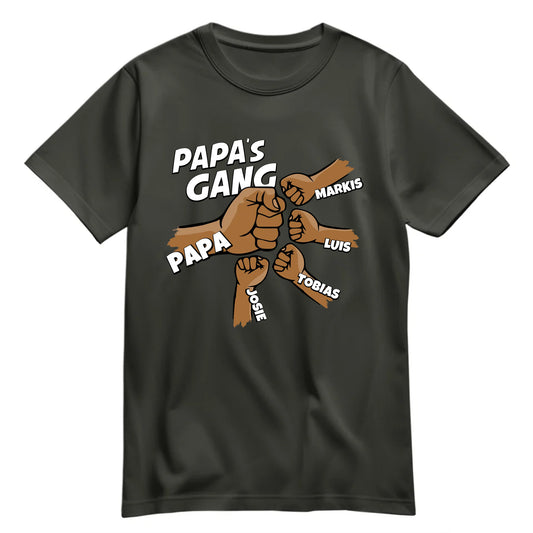 Papa T Shirt mit Namen - Papas Crew Faust von 1 bis 4 Kinder - Geschenk Papa - FULiMA®